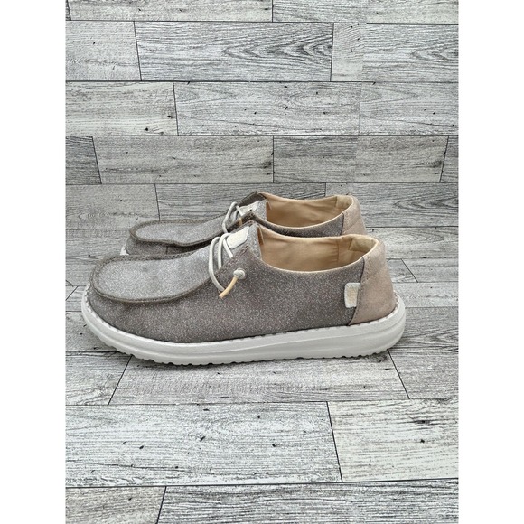 Hey Dude Wendy Metallic Sparkle Shoes Womens Size 7 Rose Gold Glitter Comfort - Picture 3 of 10